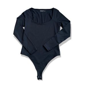 Women's Abercrombie & Fitch BLACK Long-Sleeve Double-Layered Seamless Bodysuit